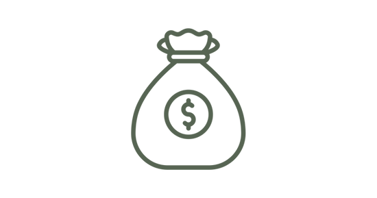 green vector outline of money bag with dollar sign