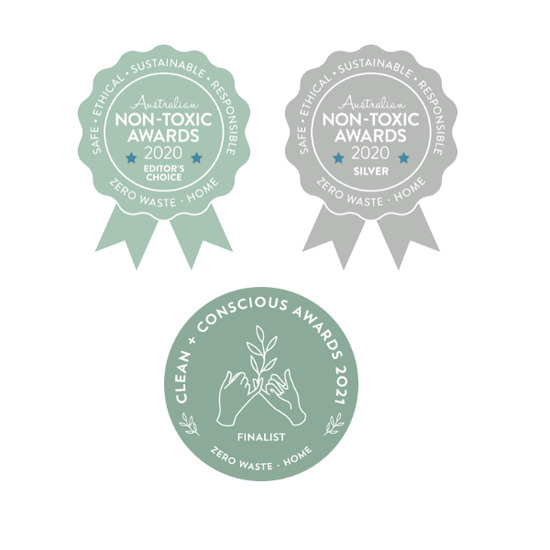 rosettes for australian non-toxic awards 2020 and clean + conscious awards 2021
